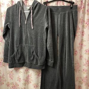 Maternity Velour Lounge Jacket & Pants Gray Small